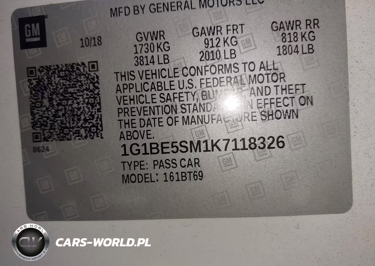 2019 Chevrolet Cruze Lt VIN:1G1BE5SM1K7118326 - 9