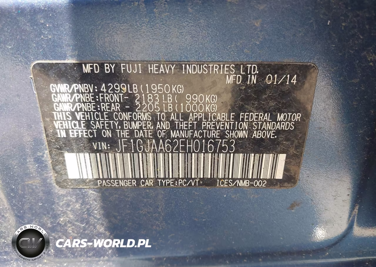 2014 Subaru Impreza 2.0I VIN:JF1GJAA62EH016753 - 9
