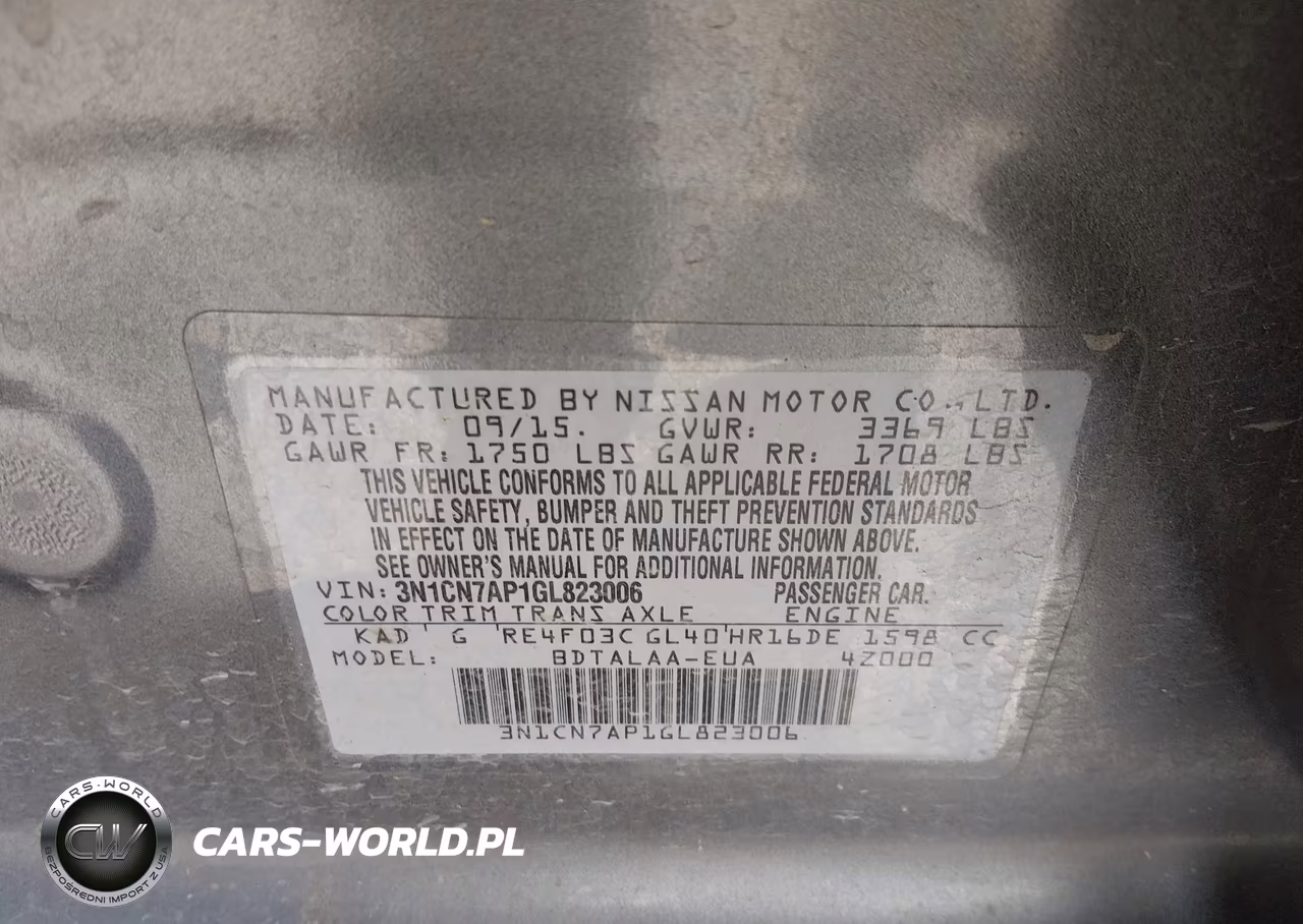 2016 Nissan Versa 1.6 S VIN:3N1CN7AP1GL823006 - 9