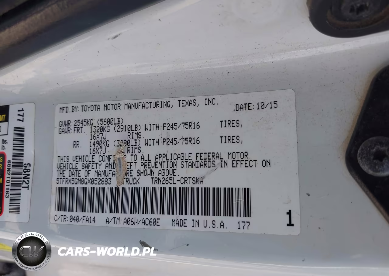 2016 Toyota Tacoma Sr VIN:5TFRX5GN8GX052883 - 9