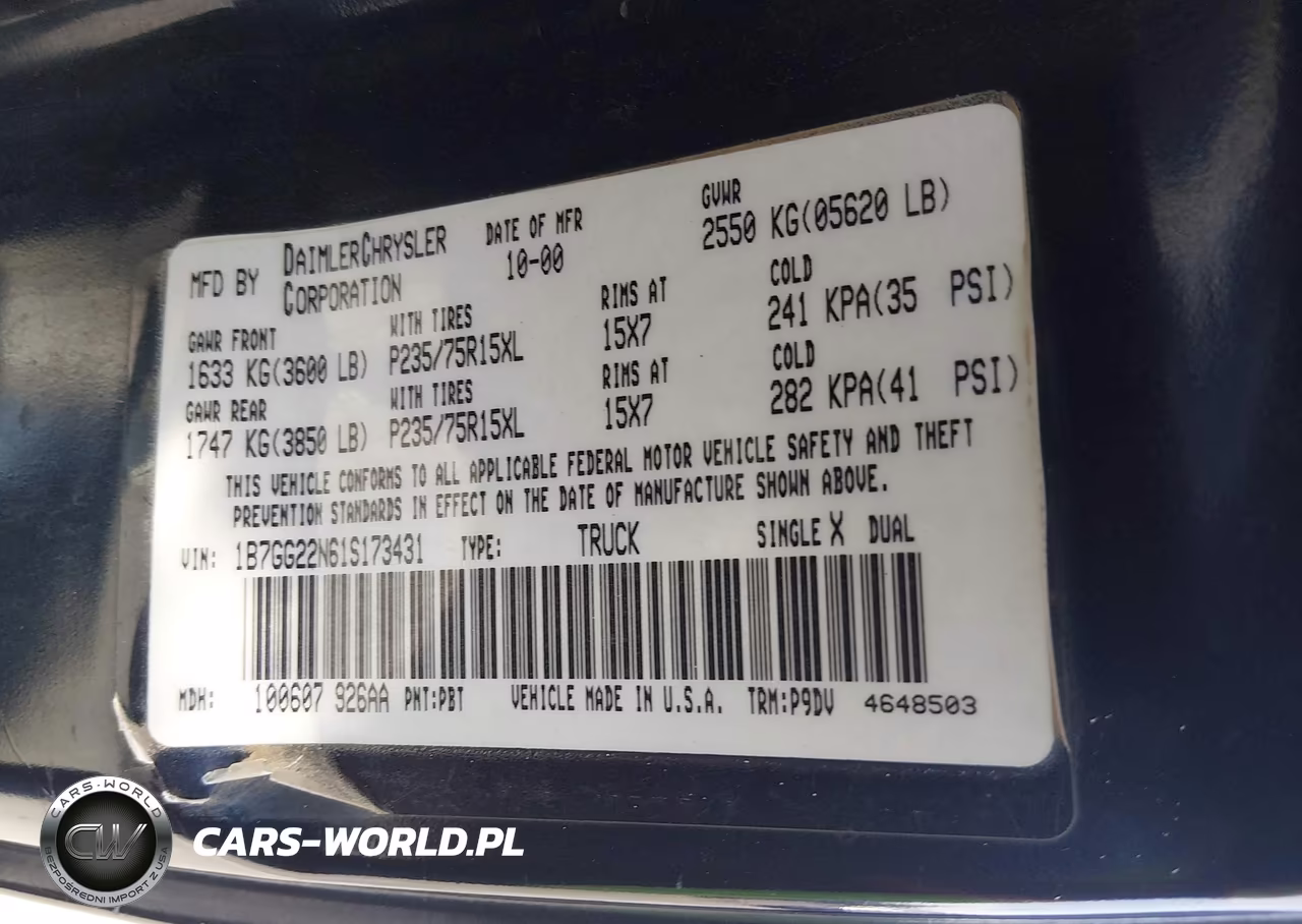 2001 Dodge Dakota Slt-Sport VIN:1B7GG22N61S173431 - 9