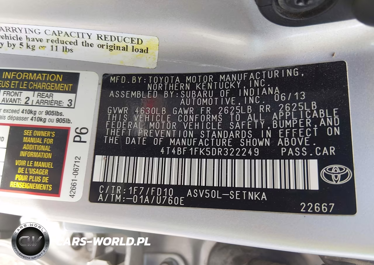 2013 Toyota Camry Le VIN:4T4BF1FK5DR322249 - 9