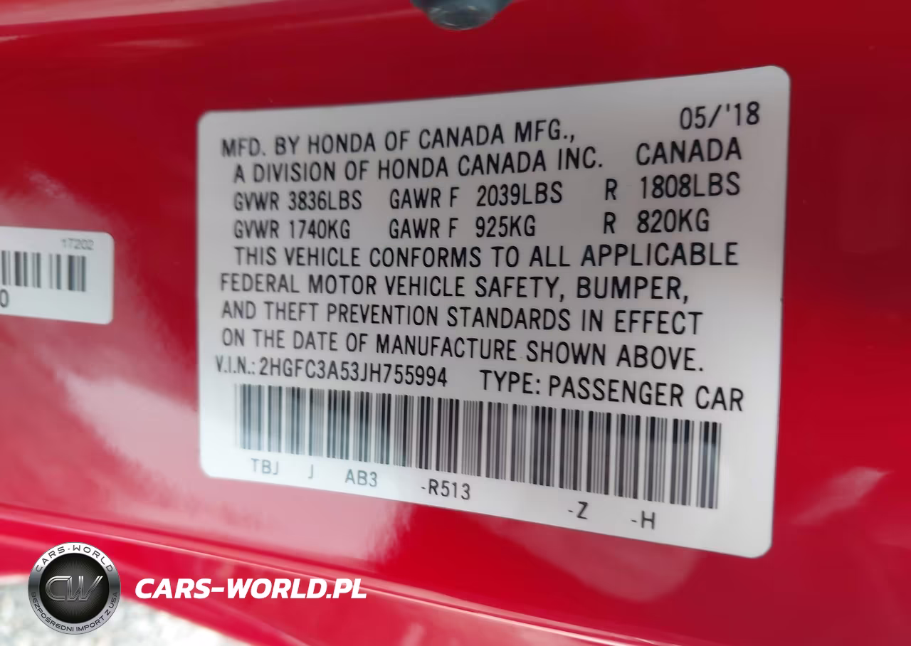 2018 Honda Civic Si VIN:2HGFC3A53JH755994 - 9