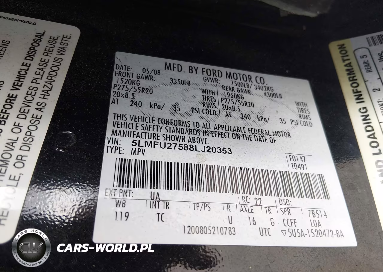 2008 Lincoln Navigator VIN:5LMFU27588LJ20353 - 9