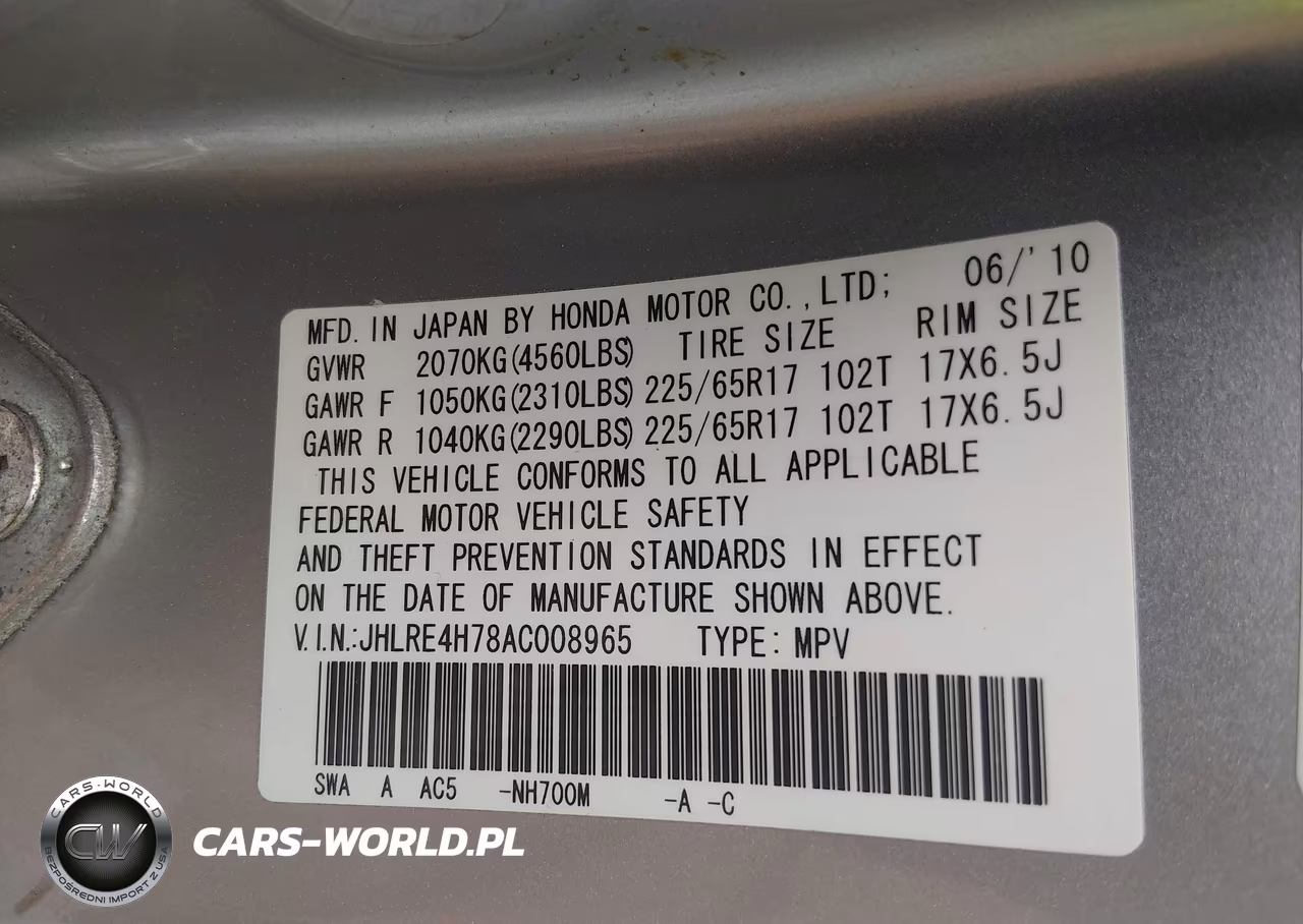 2010 Honda Cr-V Ex-L VIN:JHLRE4H78AC008965 - 9