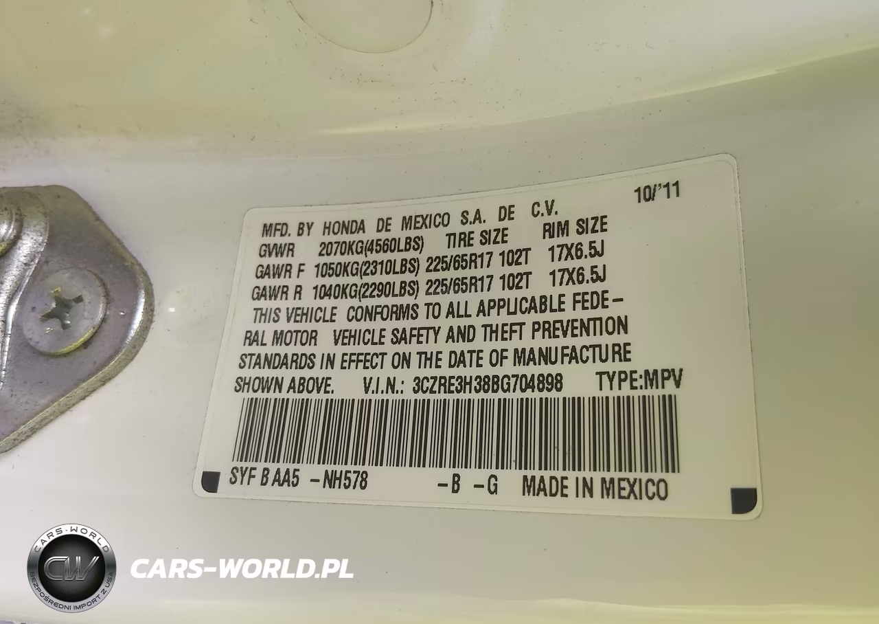 2011 Honda Cr-V Lx VIN:3CZRE3H38BG704898 - 9
