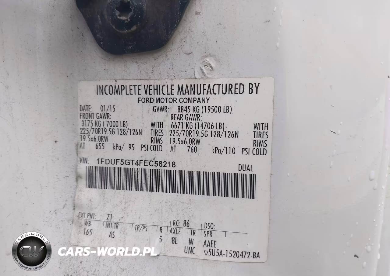 2015 Ford F-550 Chassis Xl VIN:1FDUF5GT4FEC58218 - 8