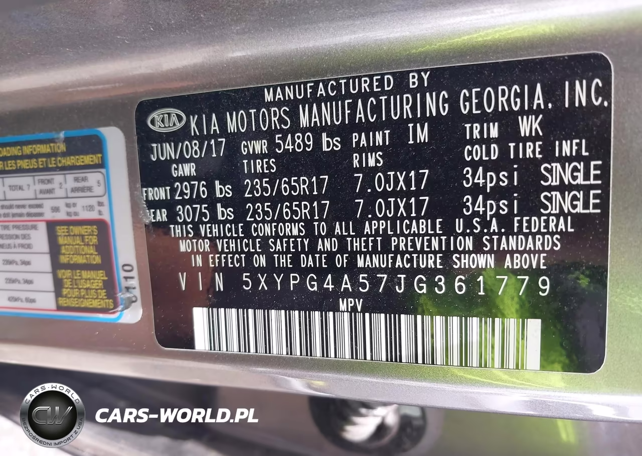2018 Kia Sorento 3.3L Lx VIN:5XYPG4A57JG361779 - 9