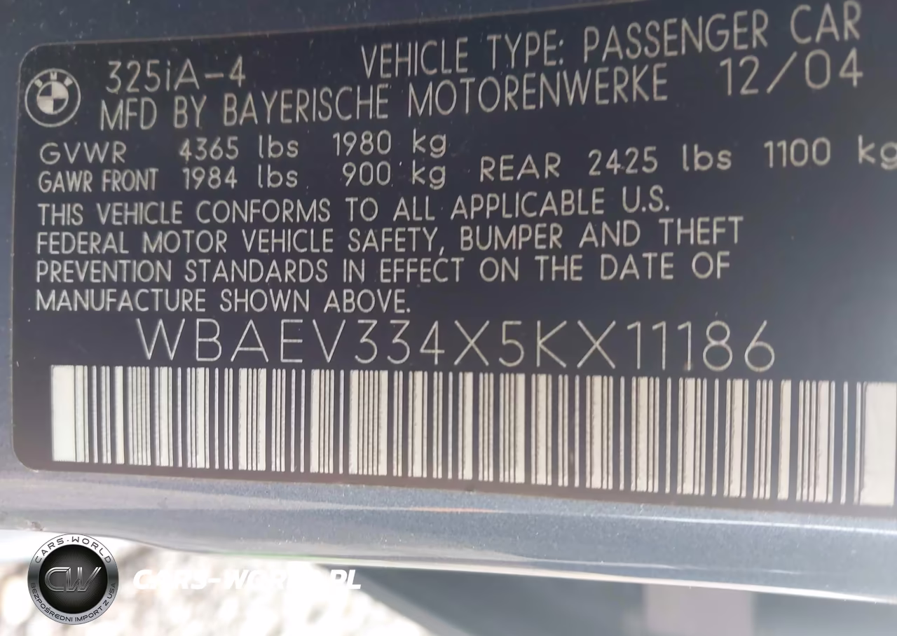 2005 BMW 325I VIN:WBAEV334X5KX11186 - 9