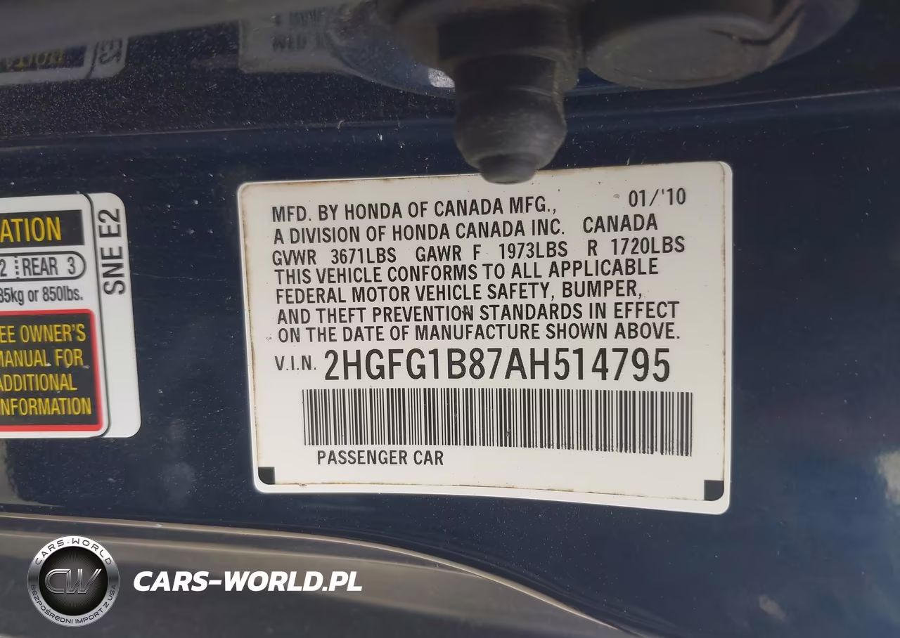 2010 Honda Civic Ex VIN:2HGFG1B87AH514795 - 9
