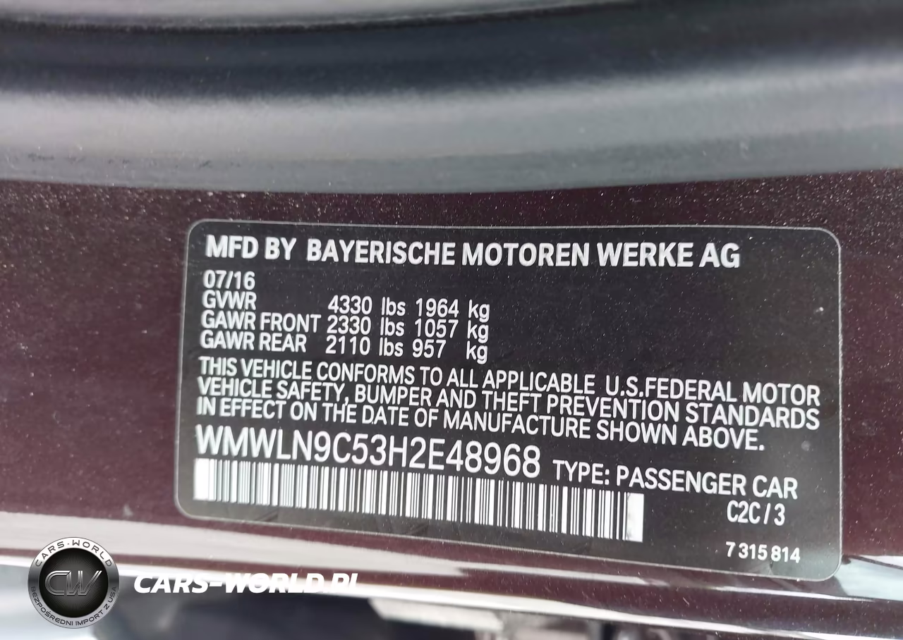 2017 Mini Clubman Cooper S VIN:WMWLN9C53H2E48968 - 9