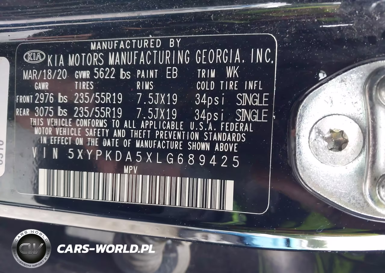 2020 Kia Sorento 3.3L Sx VIN:5XYPKDA5XLG689425 - 9