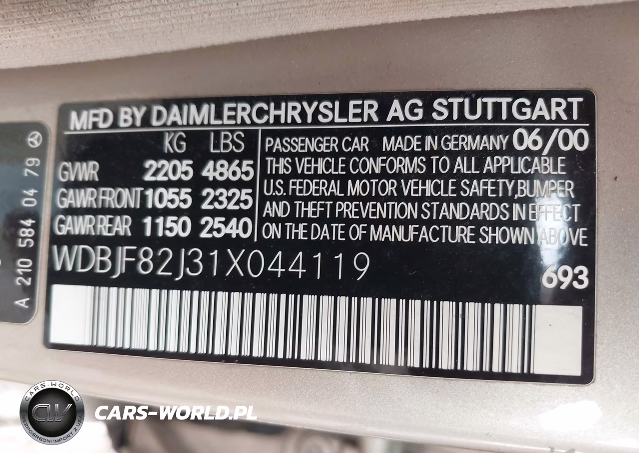 2001 Mercedes-Benz E 320 4M VIN:WDBJF82J31X044119 - 9