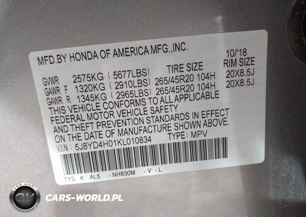 2019 Acura Mdx Tech A-Spec Pkgs VIN:5J8YD4H01KL010834 - 9