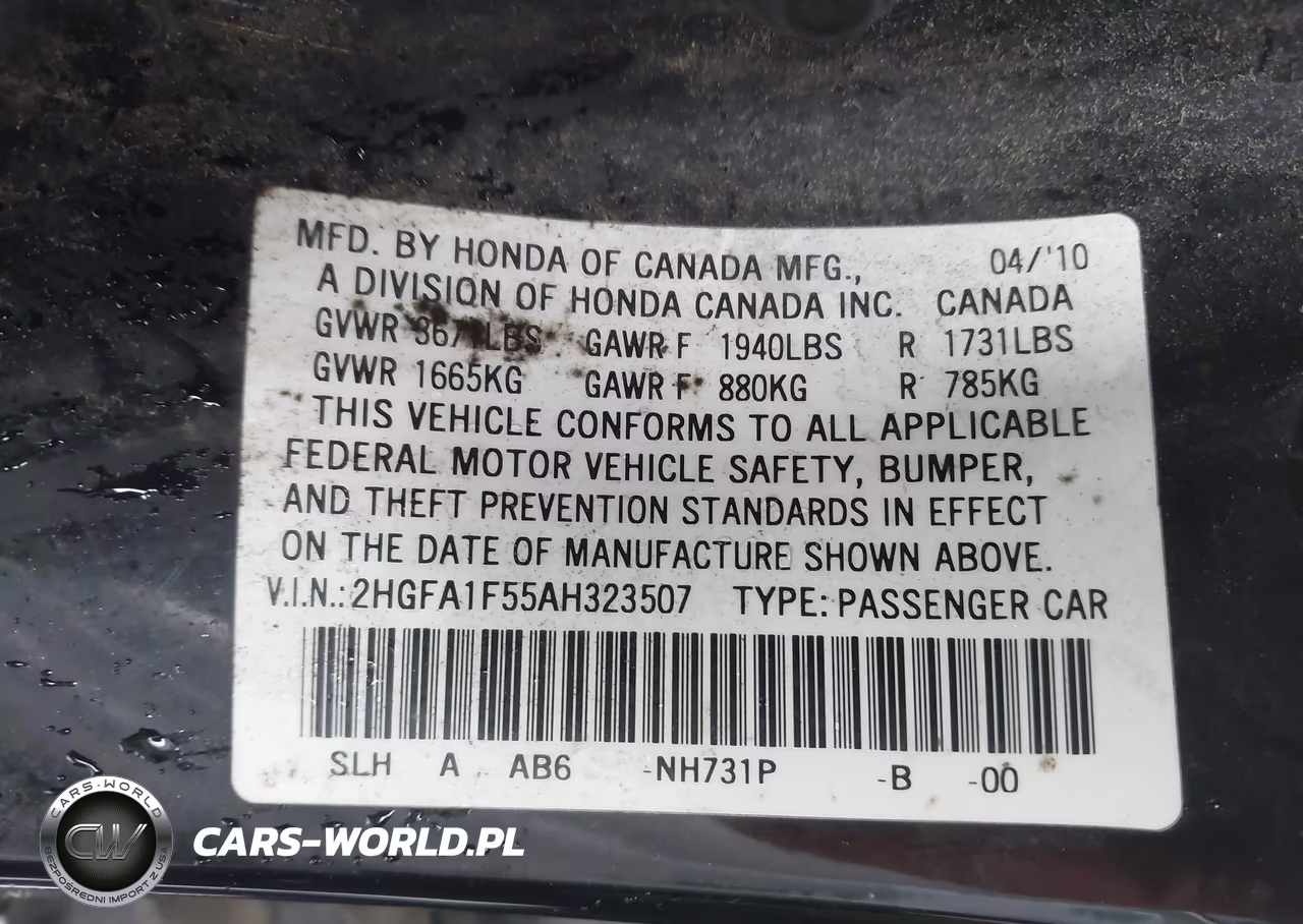2010 Honda Civic Lx VIN:2HGFA1F55AH323507 - 9