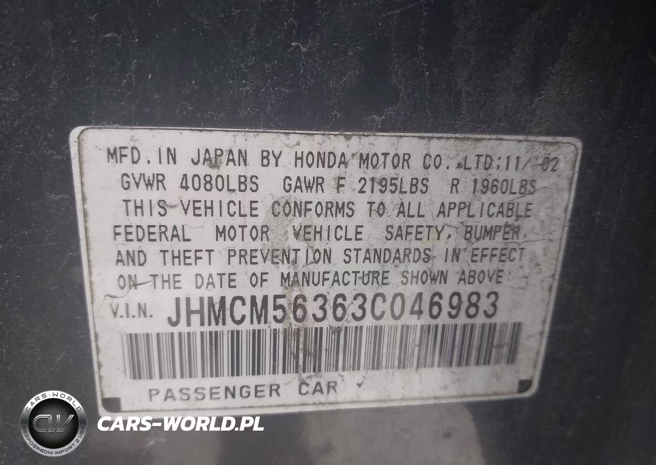 2003 Honda Accord 2.4 Lx VIN:JHMCM56363C046983 - 9