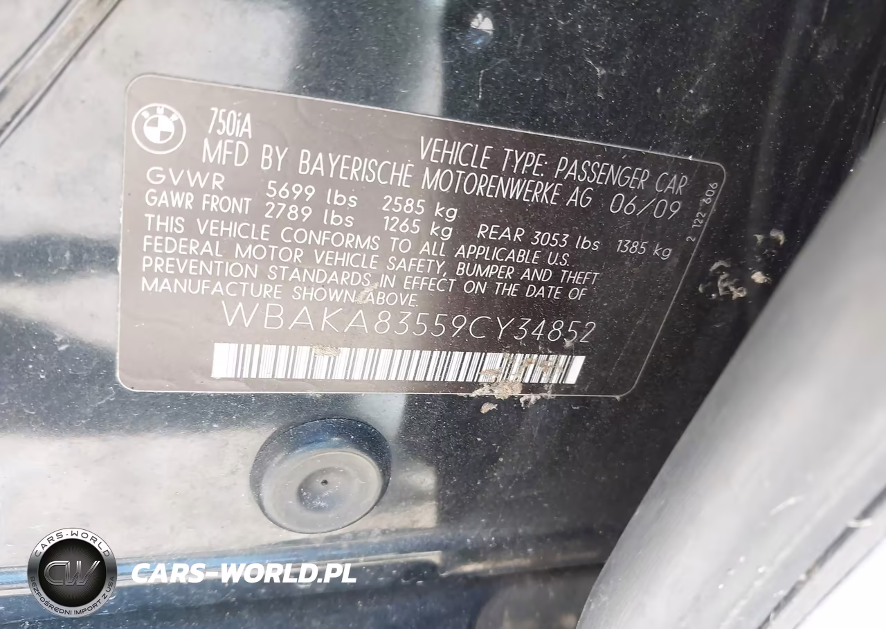 2009 BMW 750I VIN:WBAKA83559CY34852 - 9