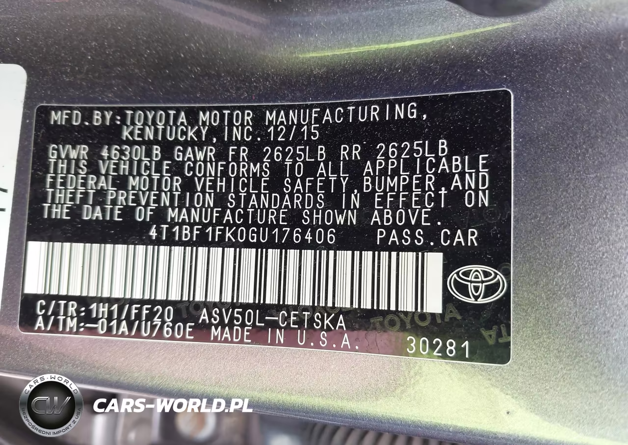 2016 Toyota Camry Se VIN:4T1BF1FK0GU176406 - 9