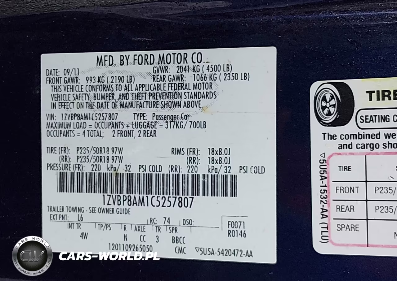 2012 Ford Mustang V6 Premium VIN:1ZVBP8AM1C5257807 - 9