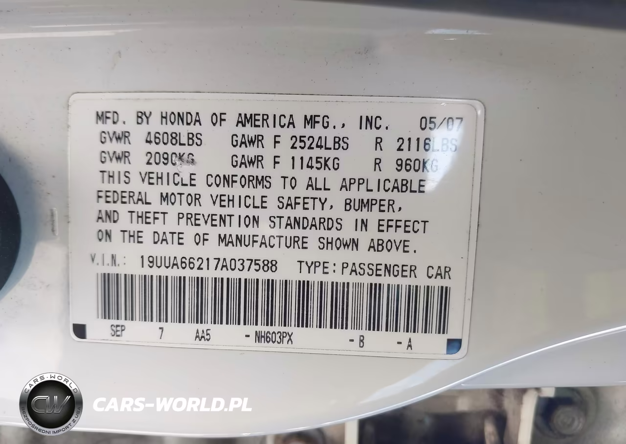 2007 Acura Tl 3.2 VIN:19UUA66217A037588 - 9