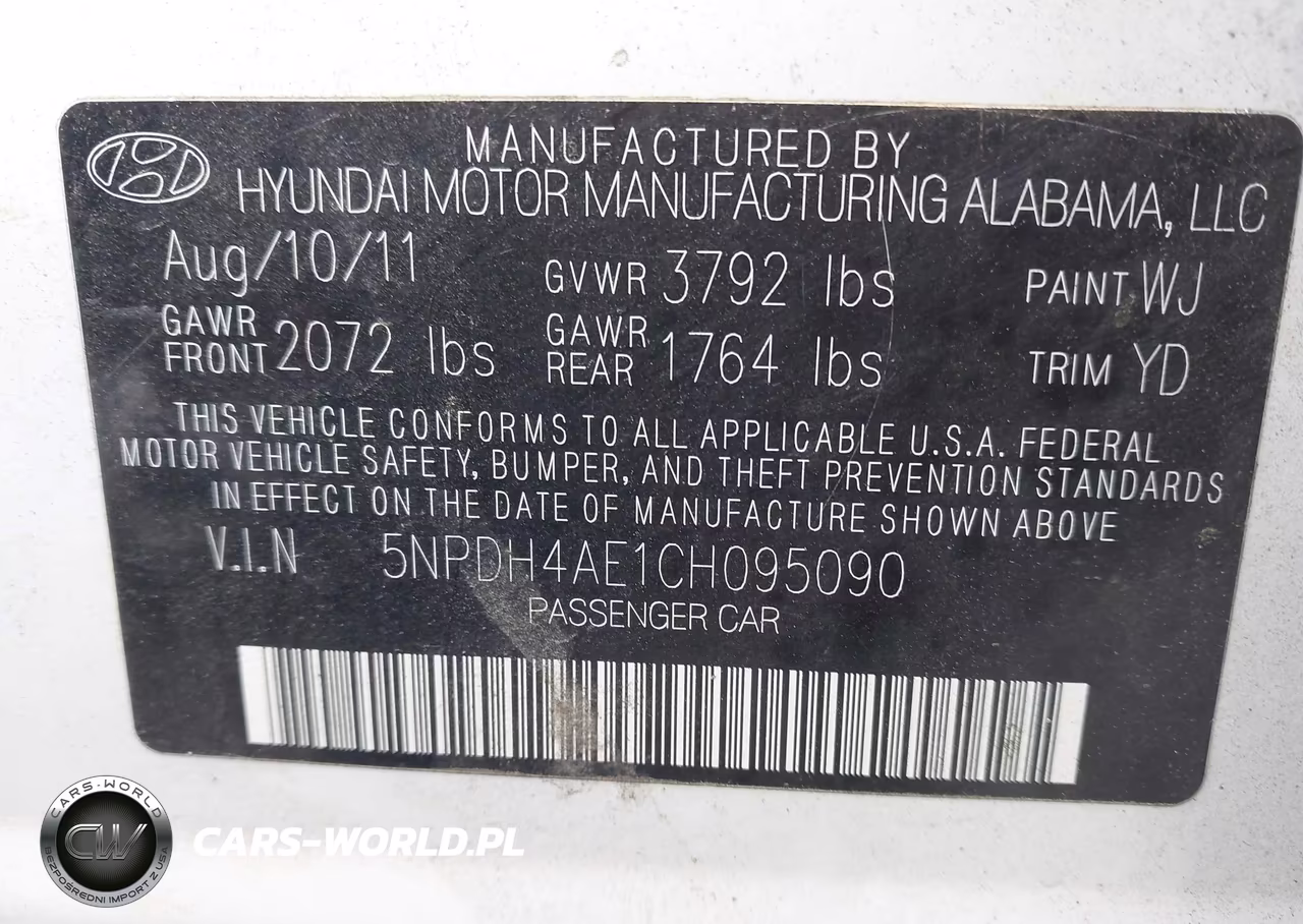 2012 Hyundai Elantra Gls VIN:5NPDH4AE1CH095090 - 9
