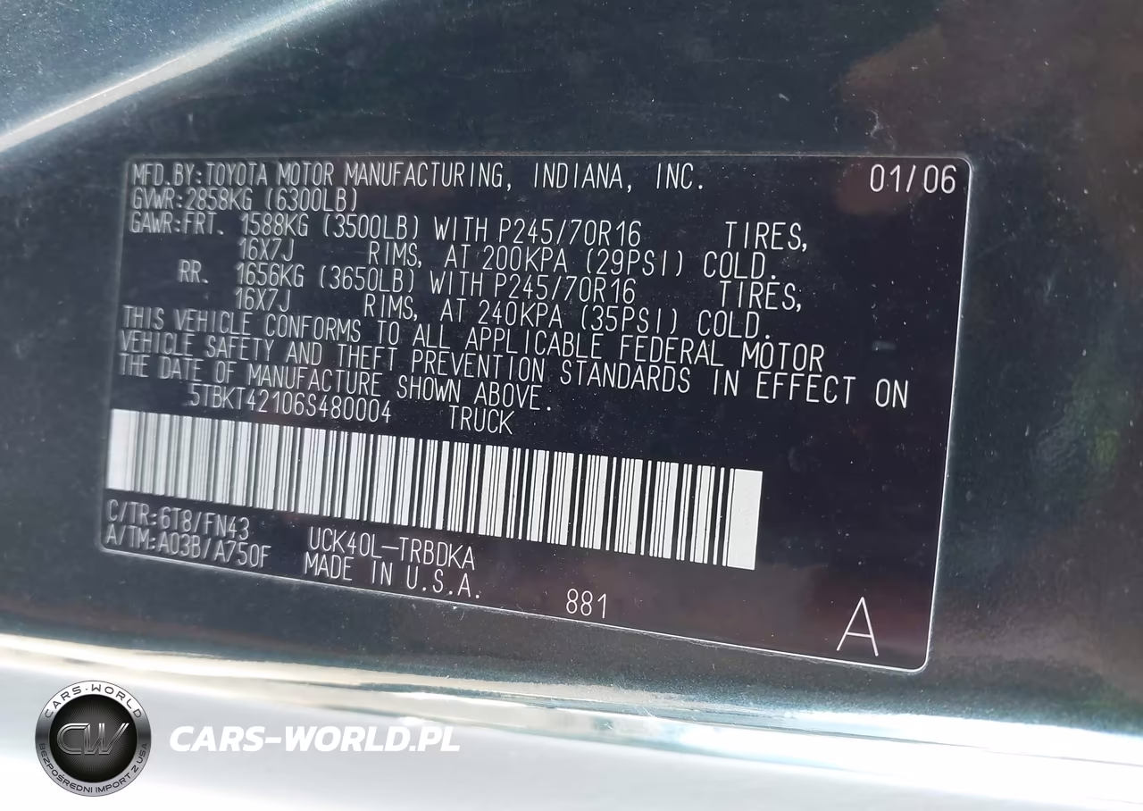 2006 Toyota Tundra Base V8 VIN:5TBKT42106S480004 - 9