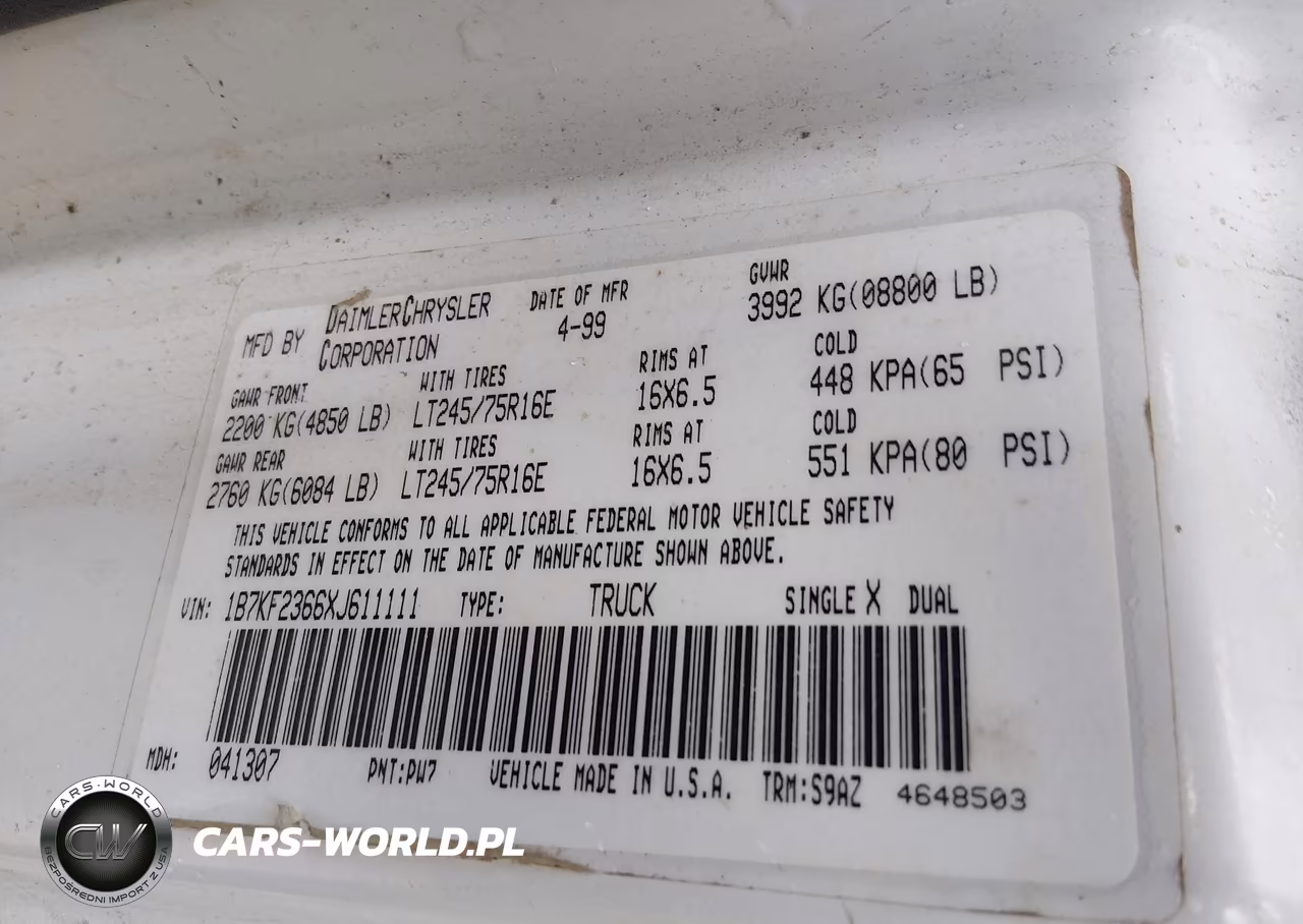 1999 Dodge Ram 2500 St VIN:1B7KF2366XJ611111 - 9