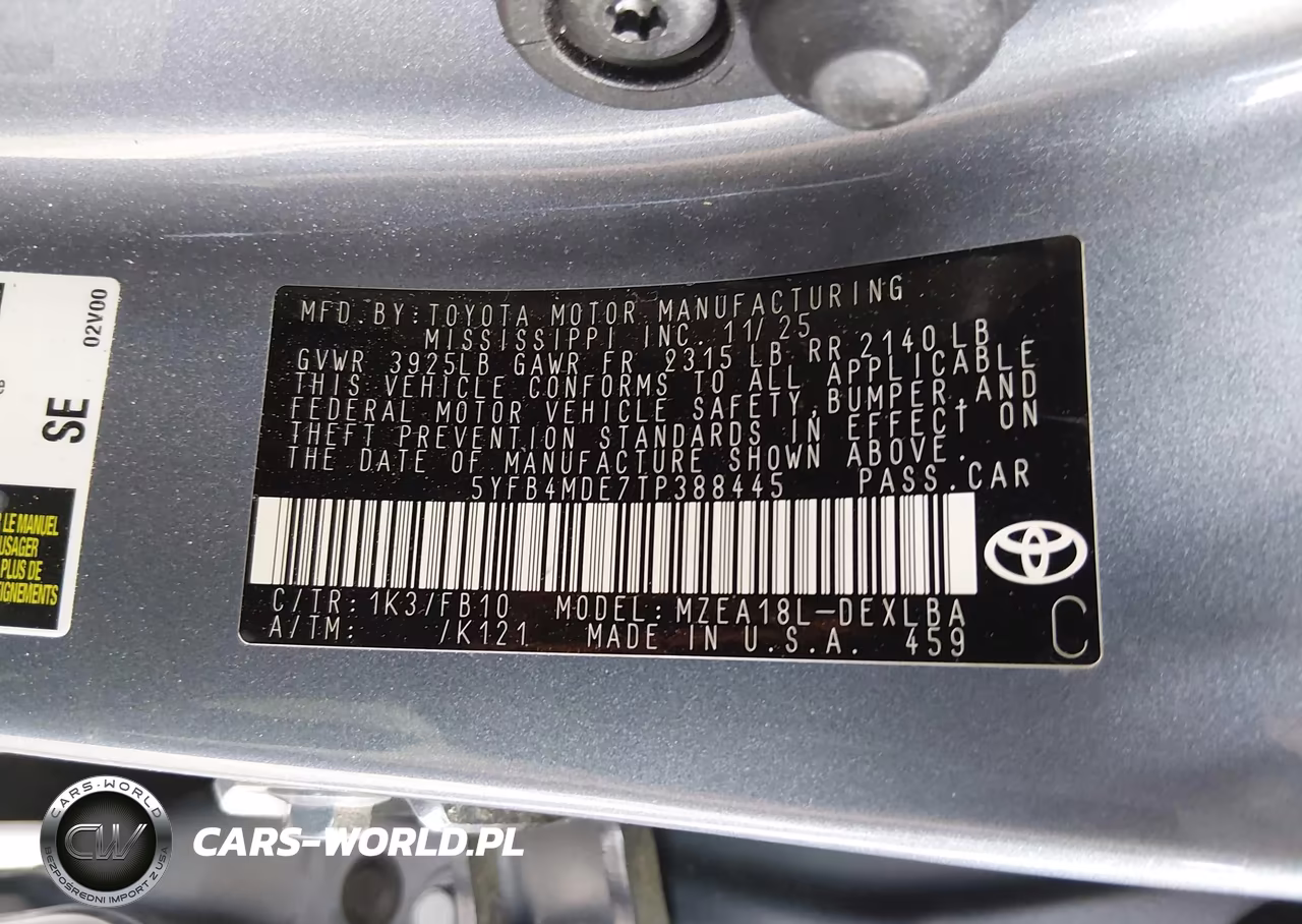 2026 Toyota Corolla Le VIN:5YFB4MDE7TP388445 - 9