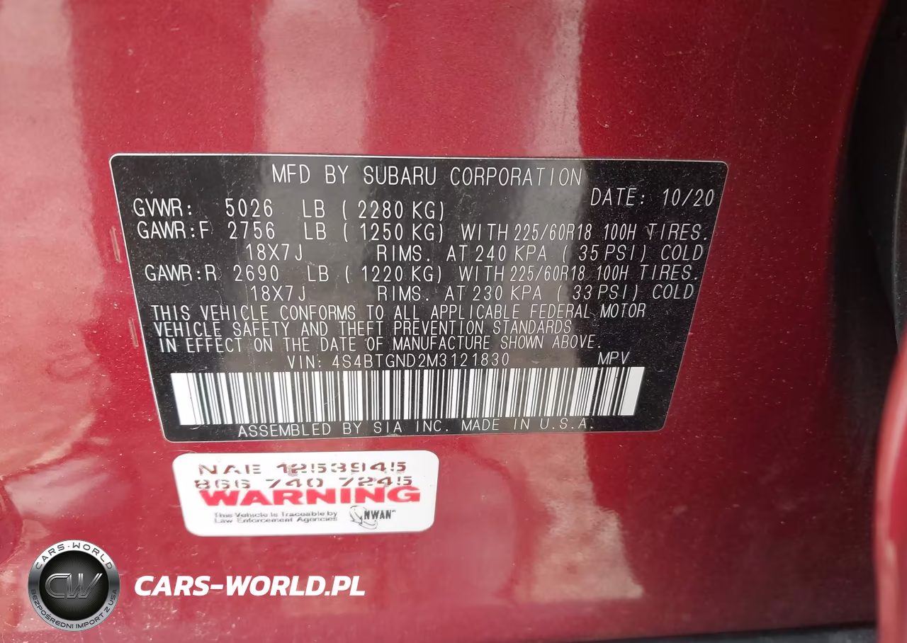 2021 Subaru Outback Limited Xt VIN:4S4BTGND2M3121830 - 9