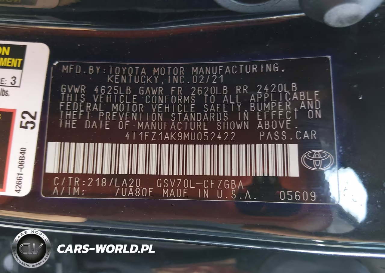 2021 Toyota Camry Xle V6 VIN:4T1FZ1AK9MU052422 - 9