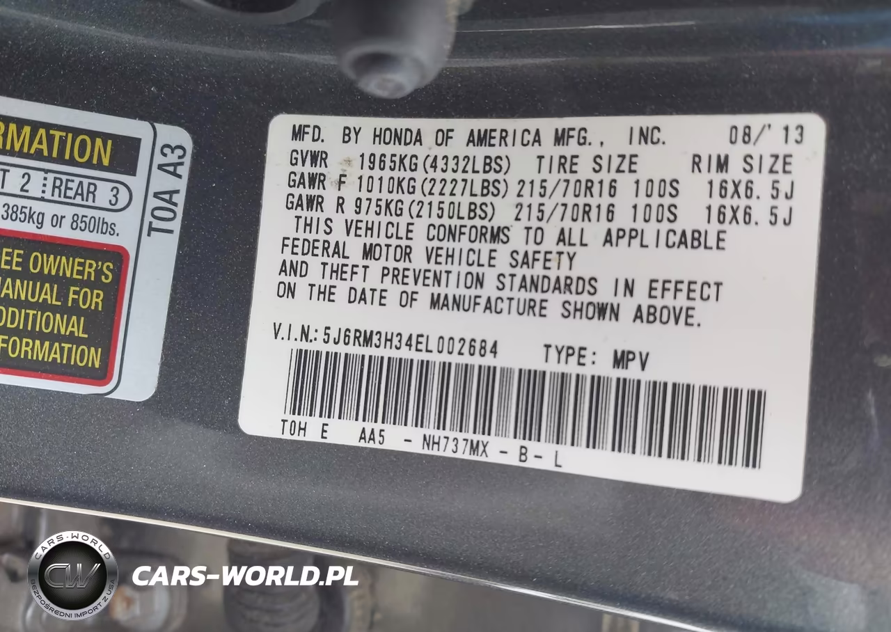 2014 Honda Cr-V Lx VIN:5J6RM3H34EL002684 - 9