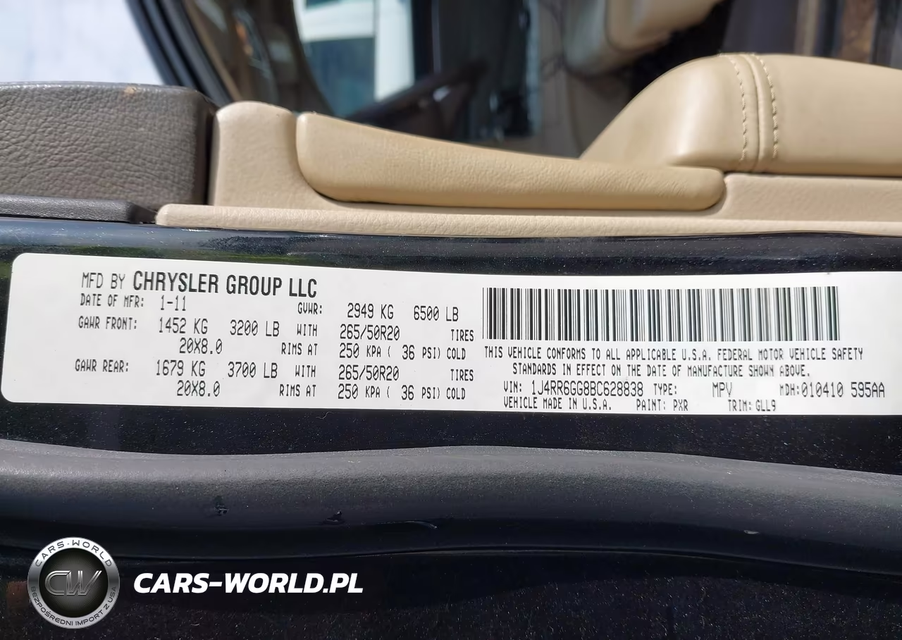 2011 Jeep Grand Cherokee Overland VIN:1J4RR6GG8BC628838 - 9
