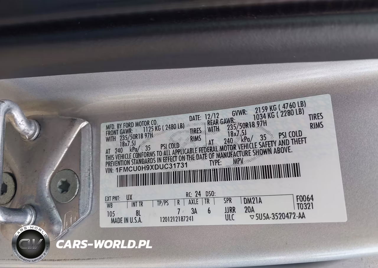 2013 Ford Escape Sel VIN:1FMCU0H9XDUC31731 - 9