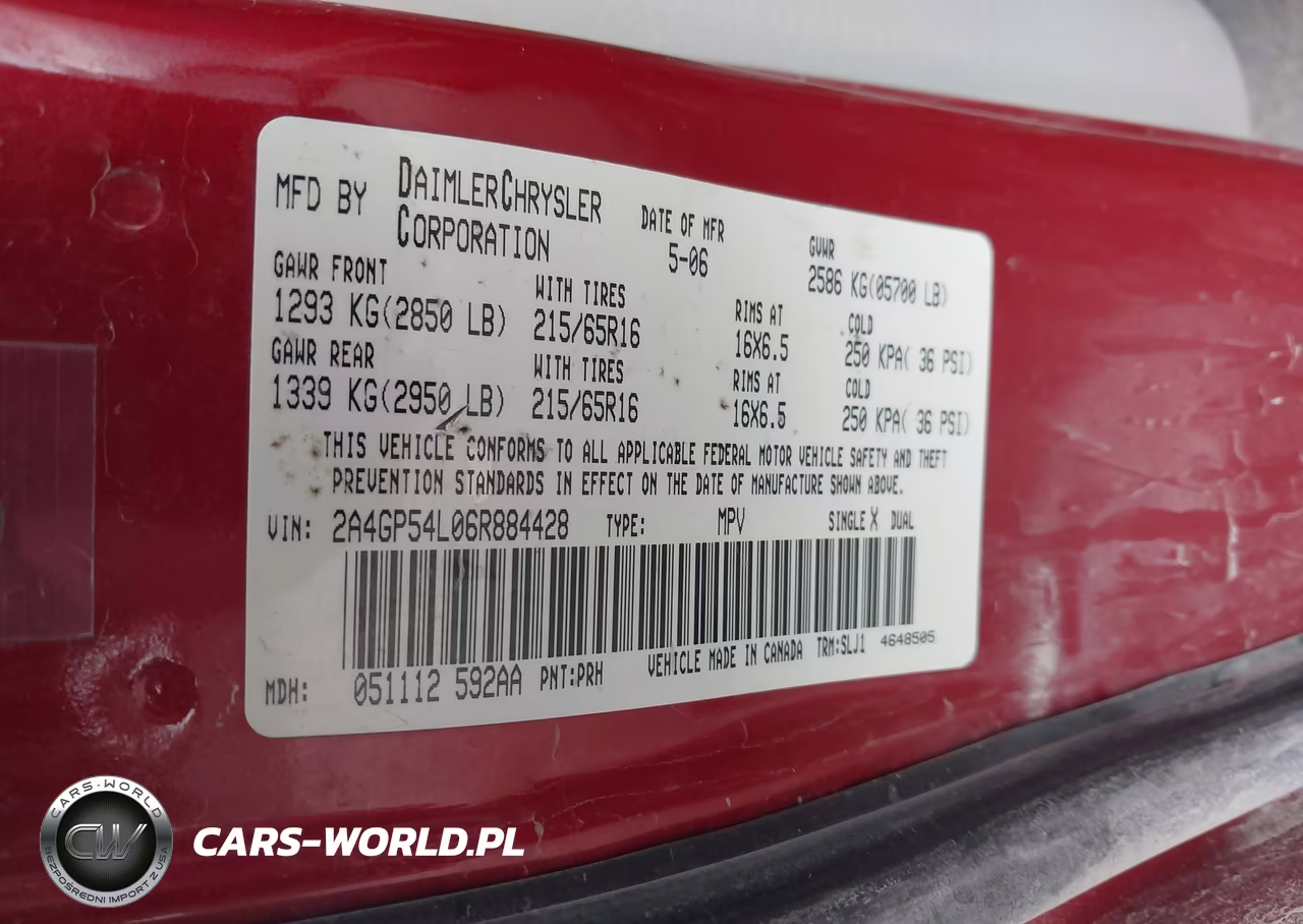 2006 Chrysler Town & Country Touring VIN:2A4GP54L06R884428 - 9