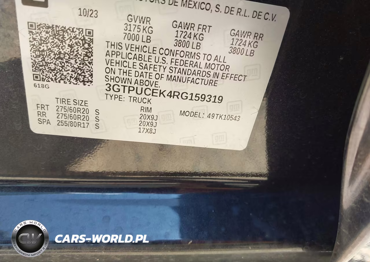 2024 GMC Sierra 1500 4Wd Short Box Elevation With 3Sb VIN:3GTPUCEK4RG159319 - 9