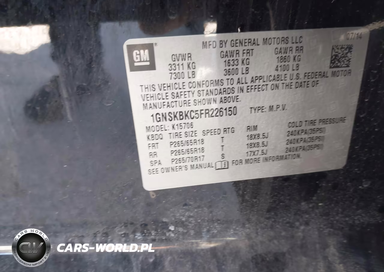 2015 Chevrolet Tahoe Lt VIN:1GNSKBKC5FR226150 - 9