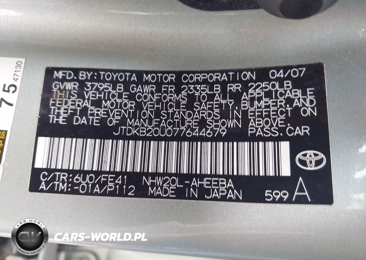 2007 Toyota Prius VIN:JTDKB20U077644679 - 9