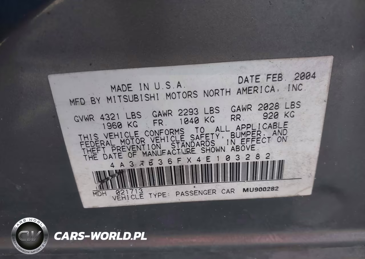2004 Mitsubishi Galant VIN:4A3AB36FX4E103282 - 12