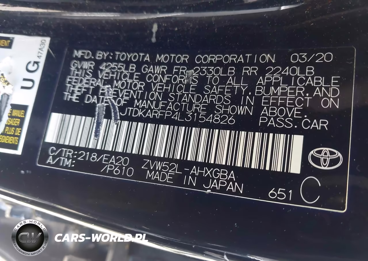 2020 Toyota Prius Prime Xle VIN:JTDKARFP4L3154826 - 9