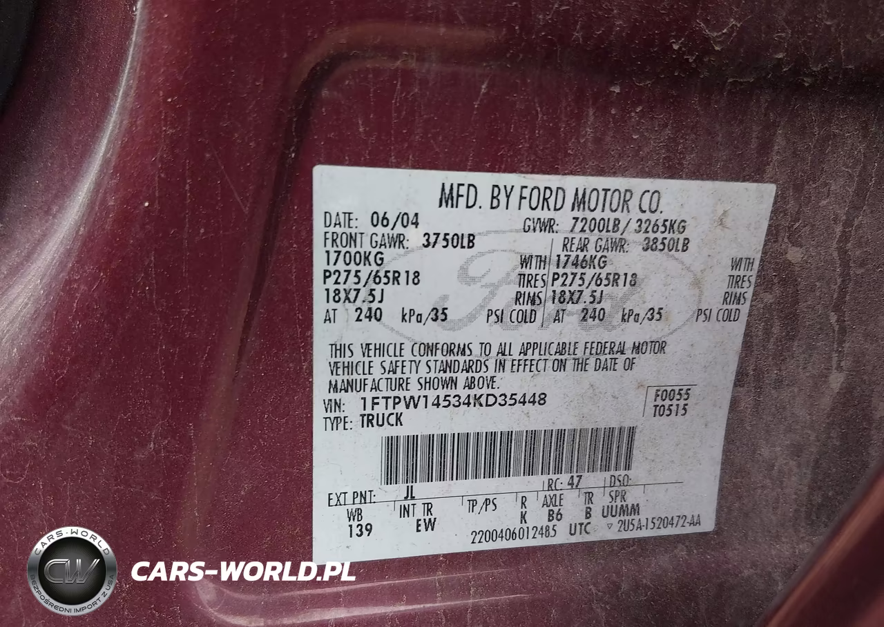 2004 Ford F-150 Fx4-Lariat-Xlt VIN:1FTPW14534KD35448 - 9