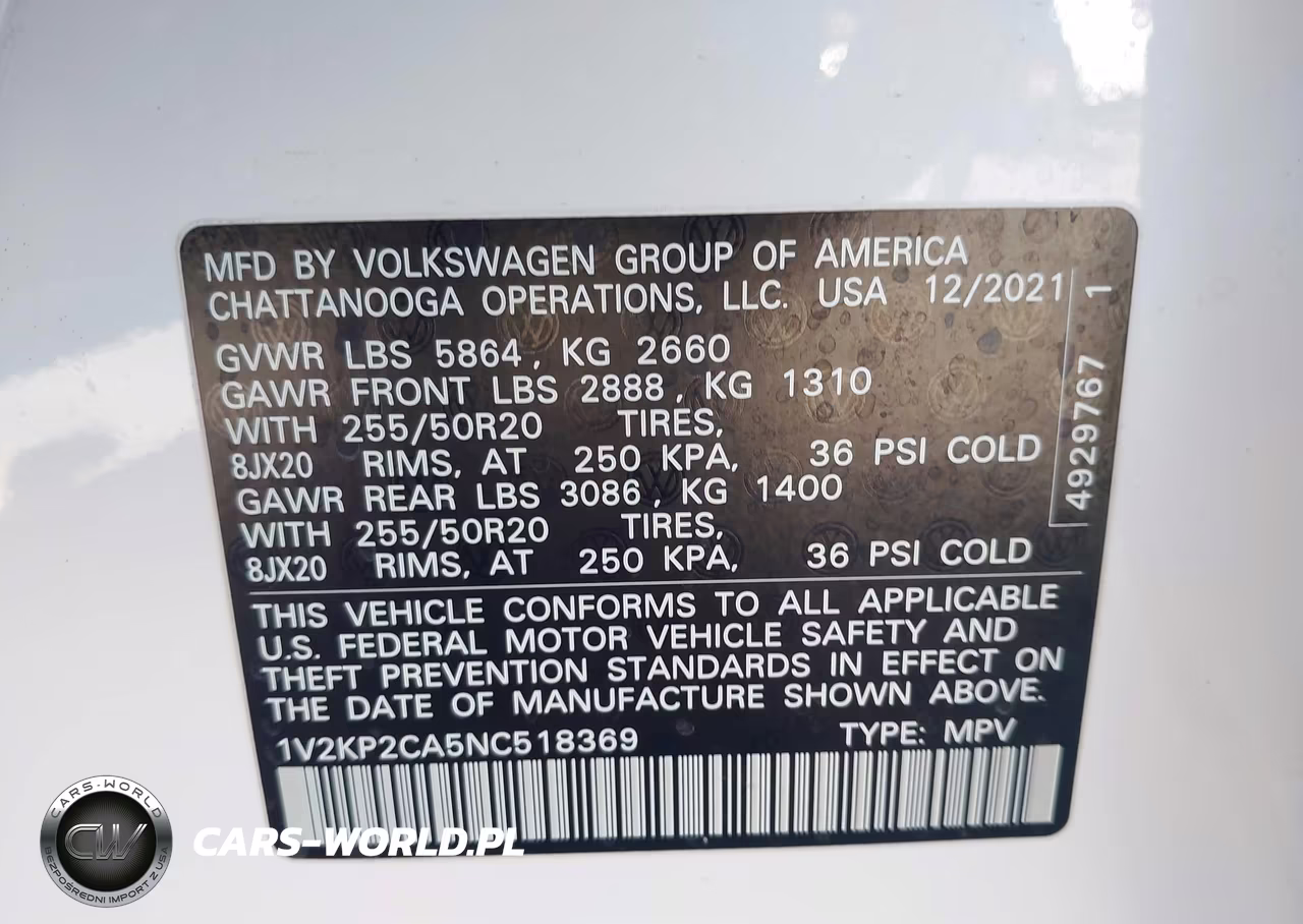 2022 Volkswagen Atlas 2.0T Se W-Technology VIN:1V2KP2CA5NC518369 - 9