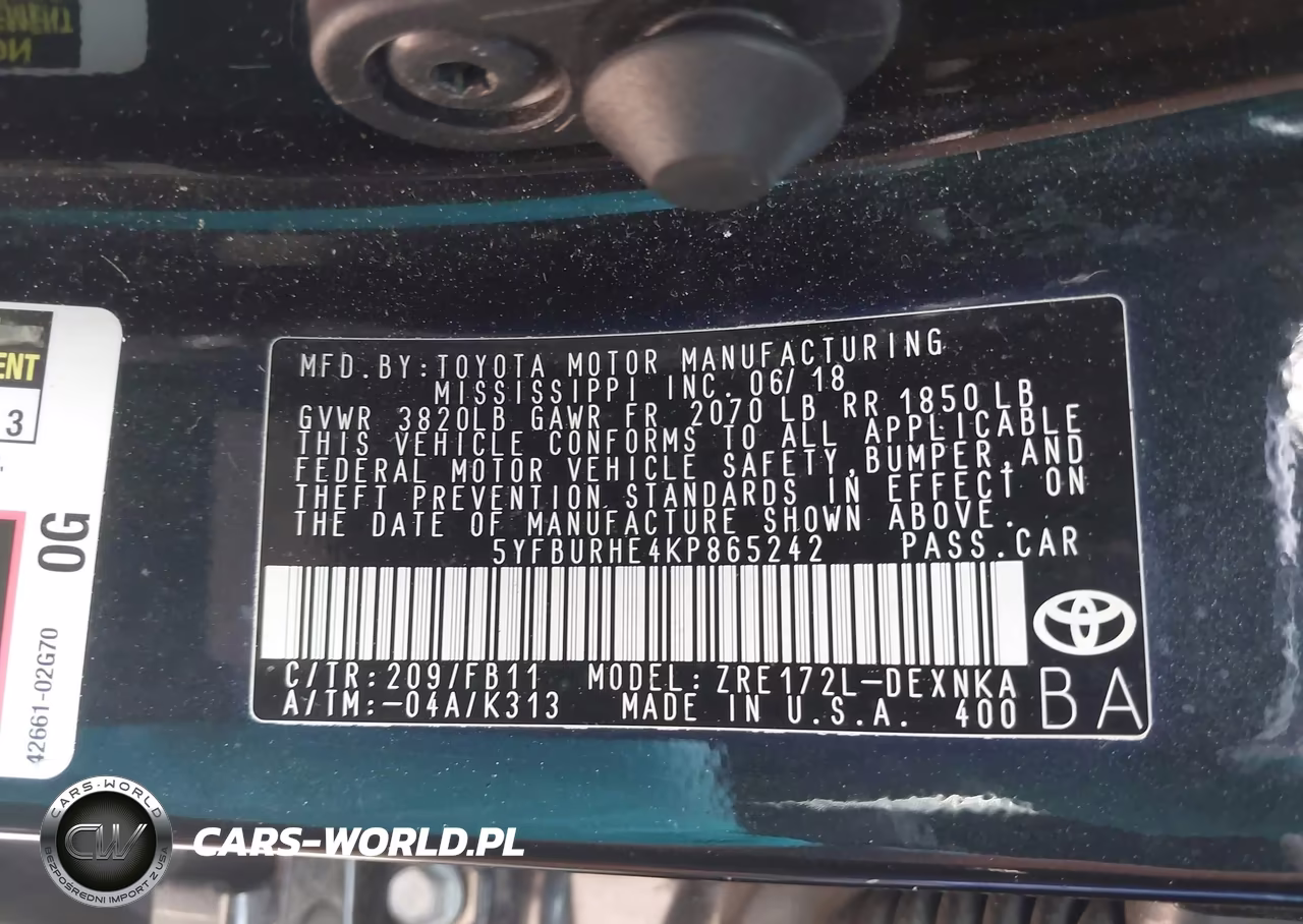 2019 Toyota Corolla Le VIN:5YFBURHE4KP865242 - 9