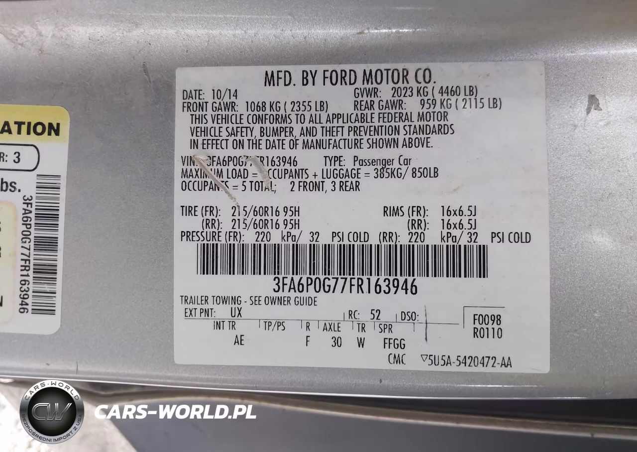 2015 Ford Fusion S VIN:3FA6P0G77FR163946 - 9
