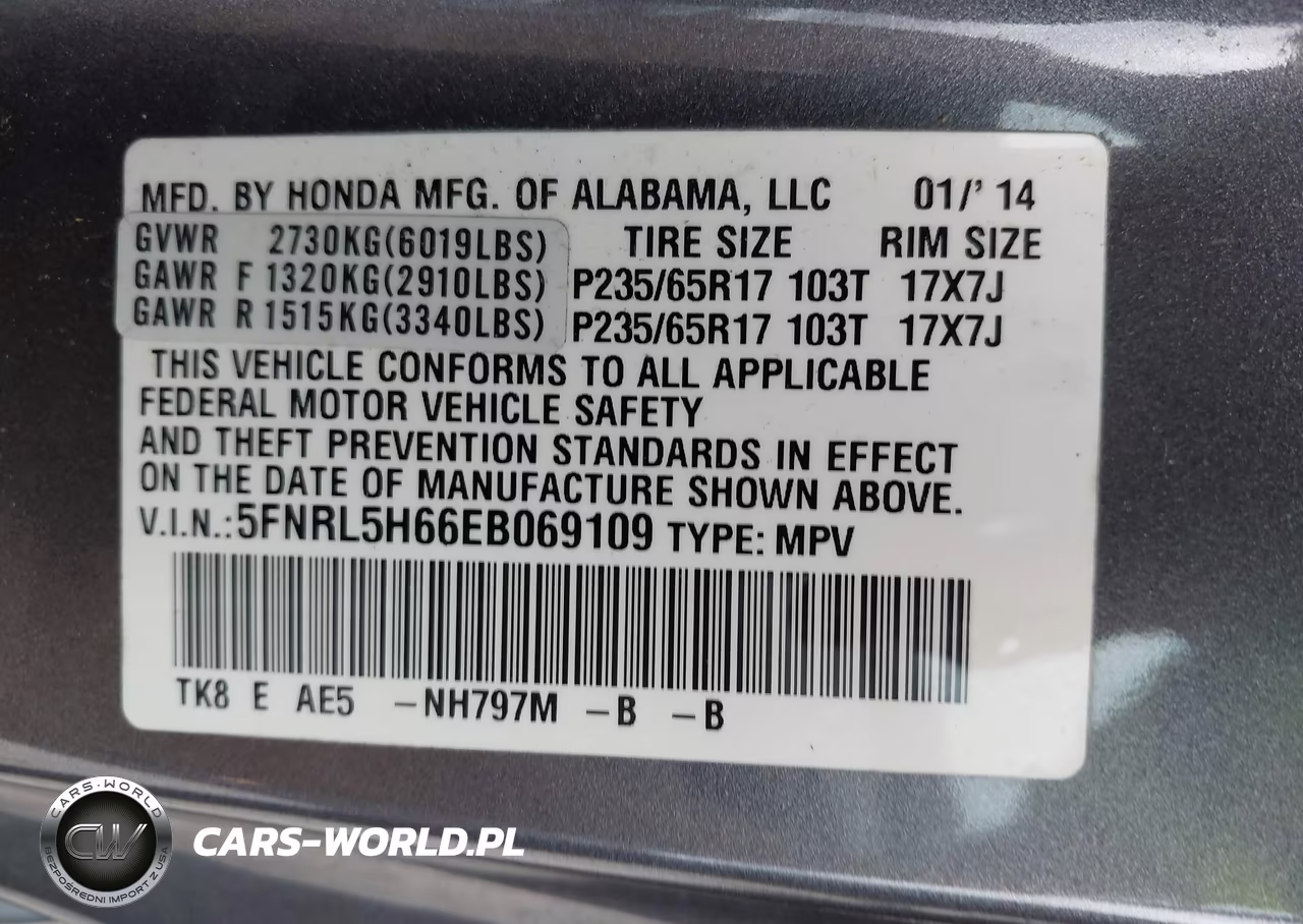 2014 Honda Odyssey Ex-L VIN:5FNRL5H66EB069109 - 9