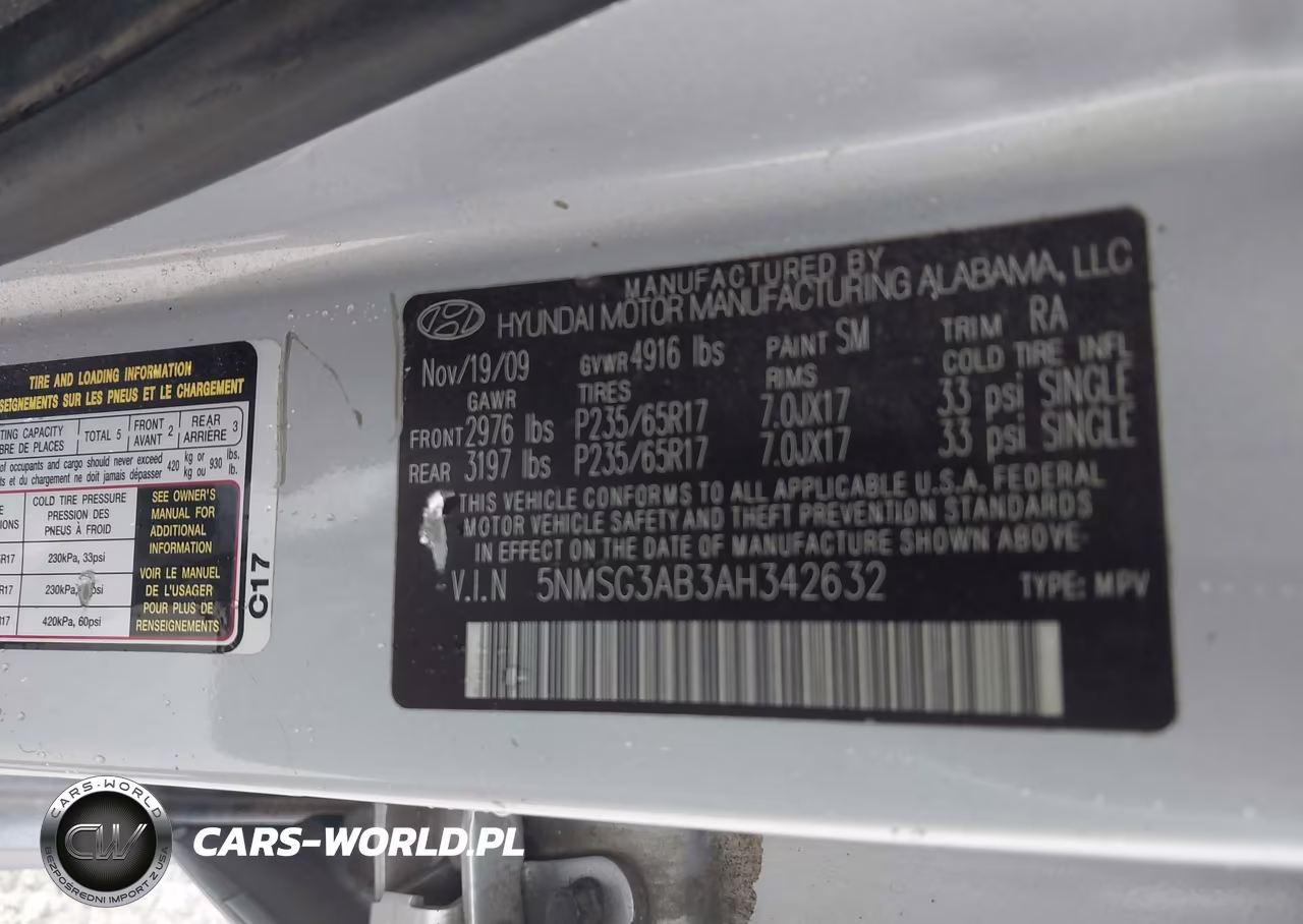 2010 Hyundai Santa Fe Gls VIN:5NMSG3AB3AH342632 - 9