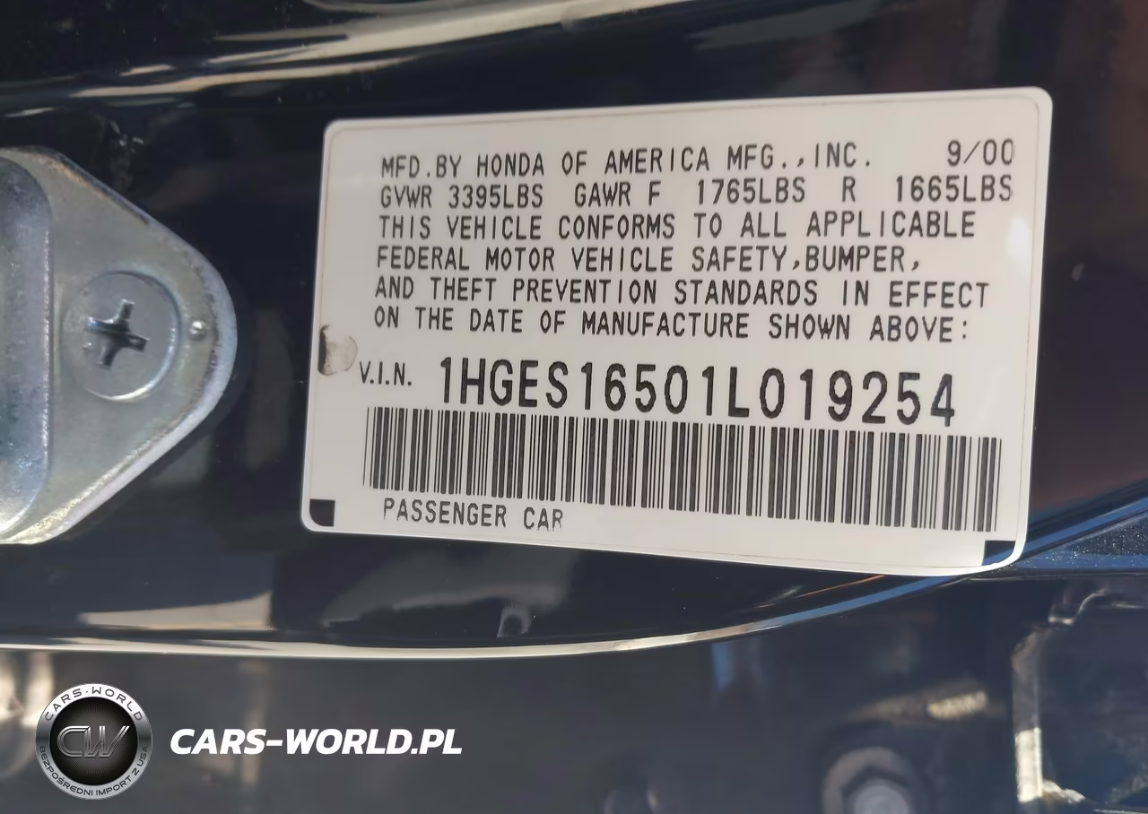 2001 Honda Civic Lx VIN:1HGES16501L019254 - 9
