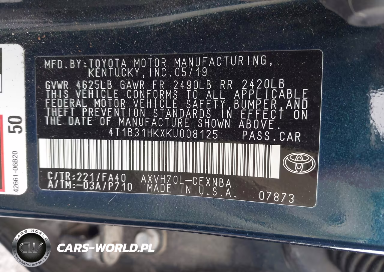 2019 Toyota Camry Hybrid Le VIN:4T1B31HKXKU008125 - 9