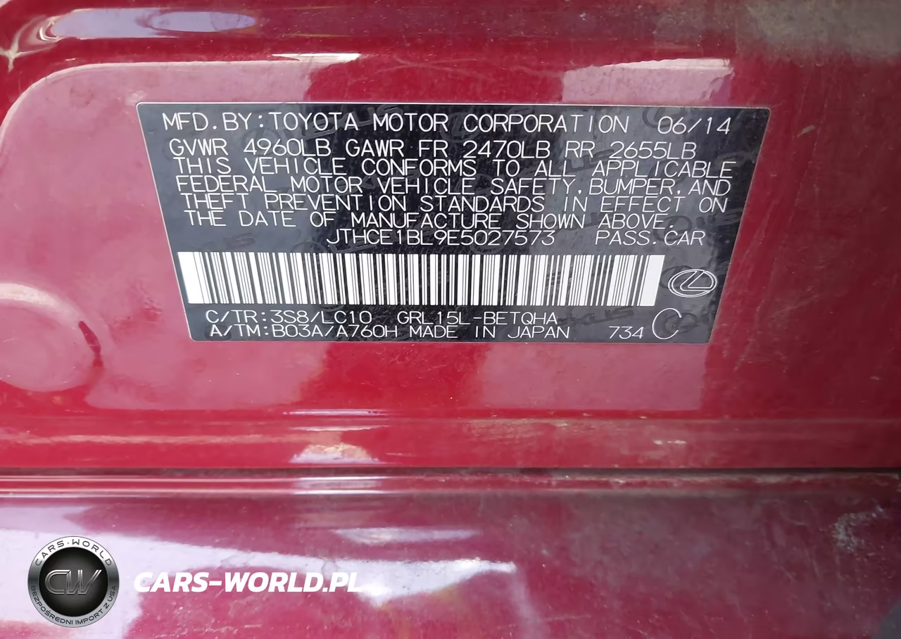 2014 Lexus Gs 350 VIN:JTHCE1BL9E5027573 - 9