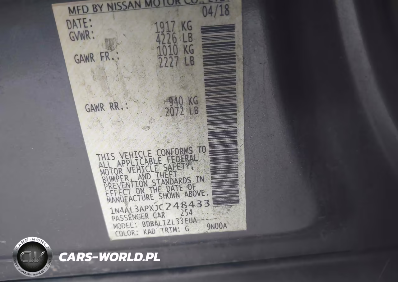 2018 Nissan Altima 2.5 Sv VIN:1N4AL3APXJC248433 - 9