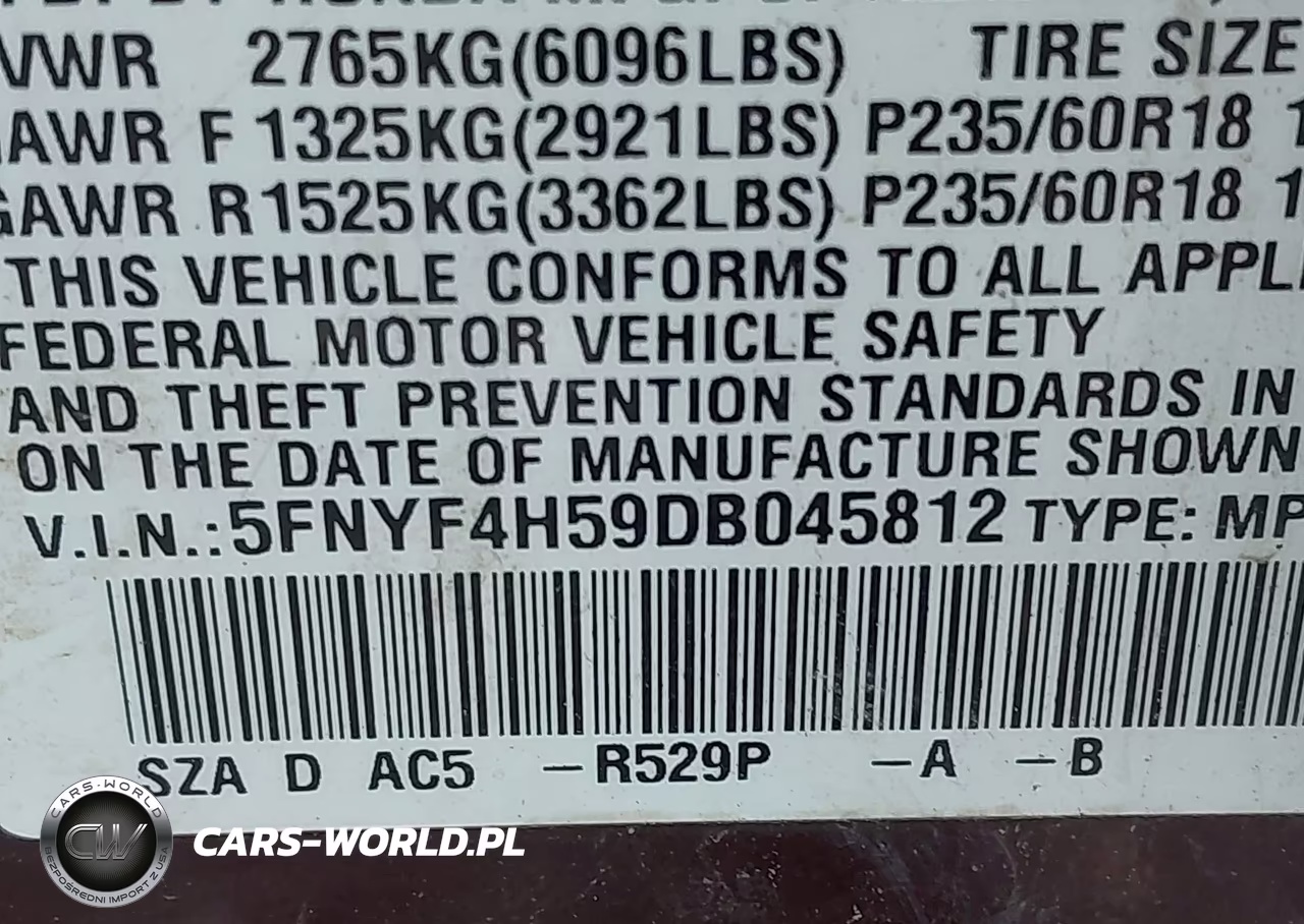 2013 Honda Pilot Ex-L VIN:5FNYF4H59DB045812 - 9
